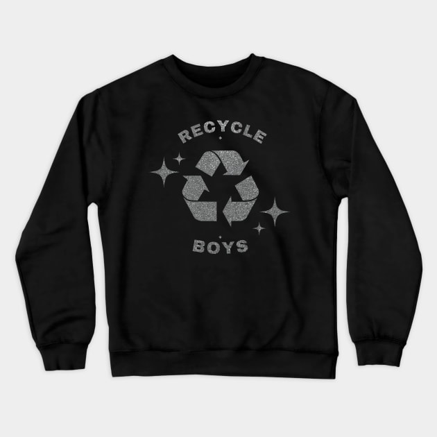 Silver Glitter Recycle Boys Crewneck Sweatshirt by Asilynn